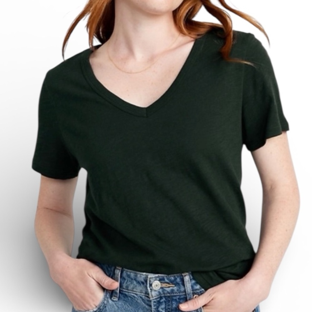 Old Navy EveryWear V-Neck Tee Dark Green XS Short Sleeve